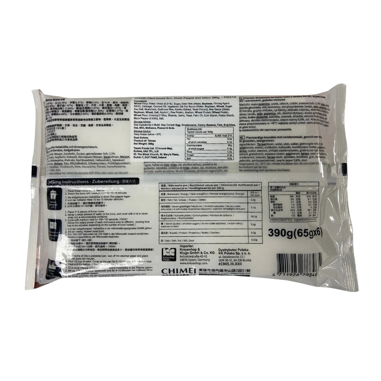 Chimei Plant-based Bun Black Pepper and Onion 390g - Image 2