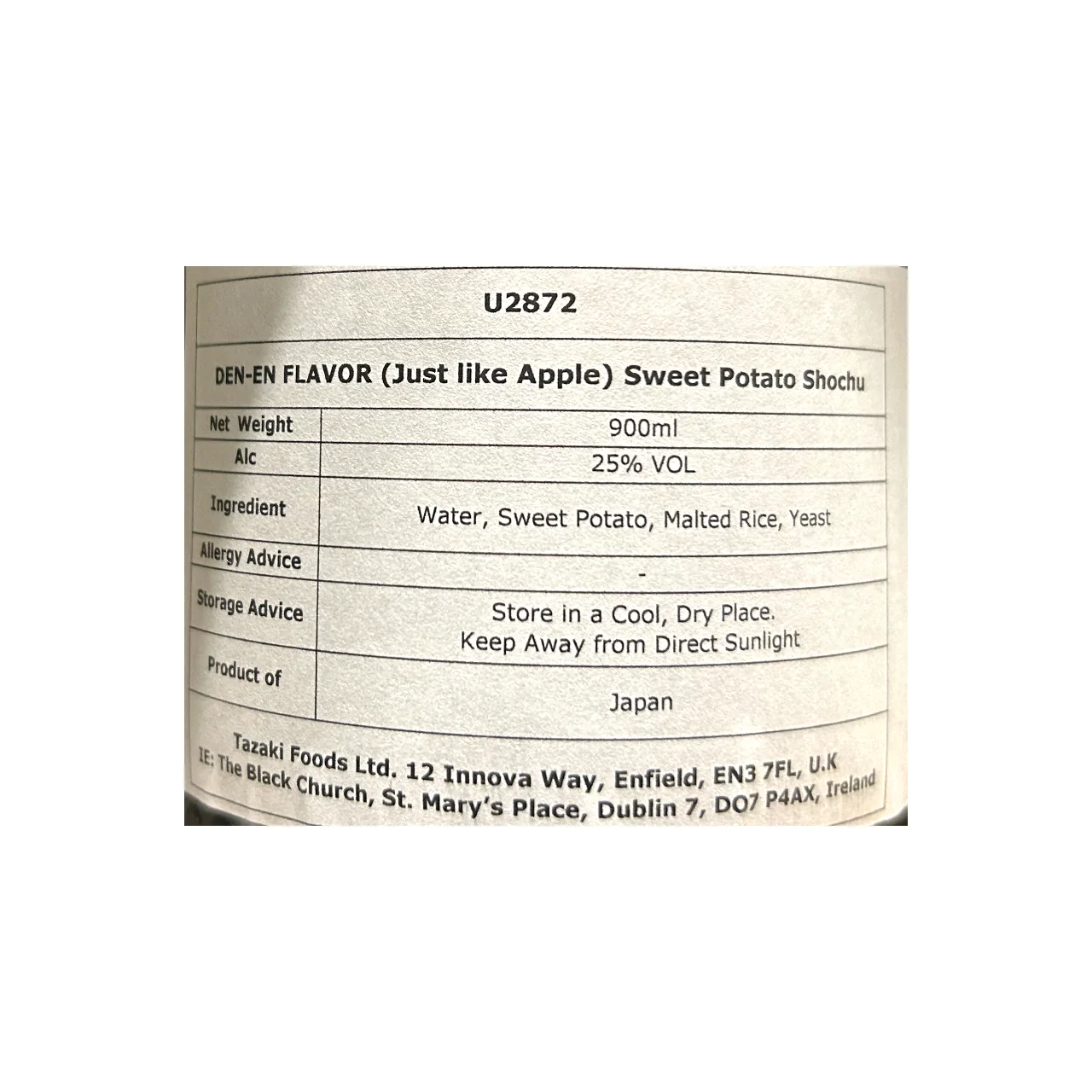 DEN-EN FLAVOR Just Like Apple Sweet Potato Shochu 900ml 25% - Image 2