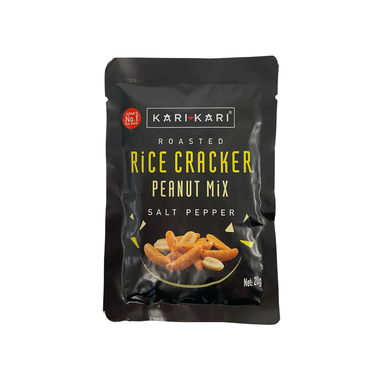 KARI KARI Rice Crackers & Peanuts Salt & Pepper 20g - Japanese Crunchy Snack Mix