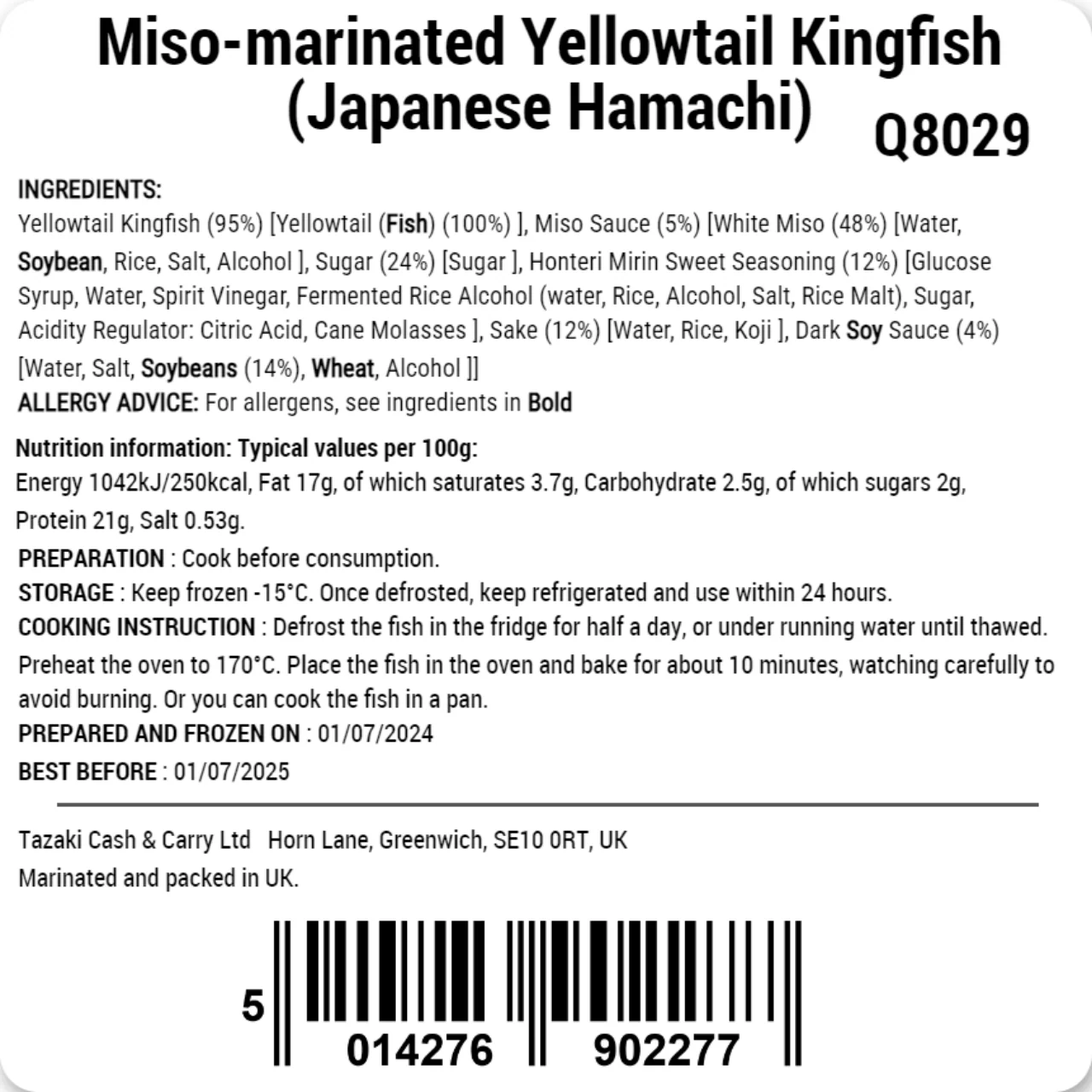 Miso-Marinated Yellowtail Kingfish (Japanese Hamachi) 80g - Image 3