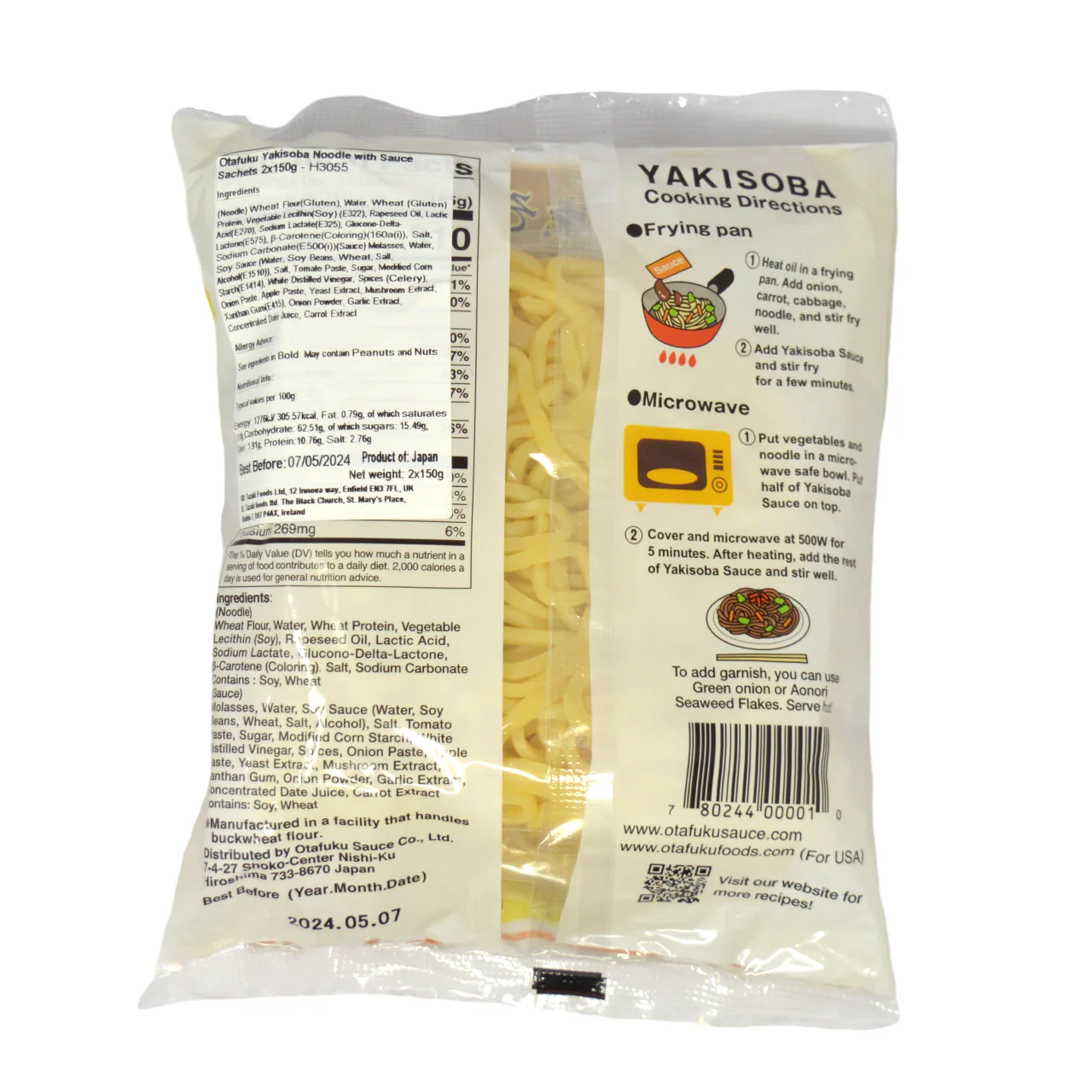 Otafuku Yakisoba Noodle with Sauce Sachets 2x150g - Image 2