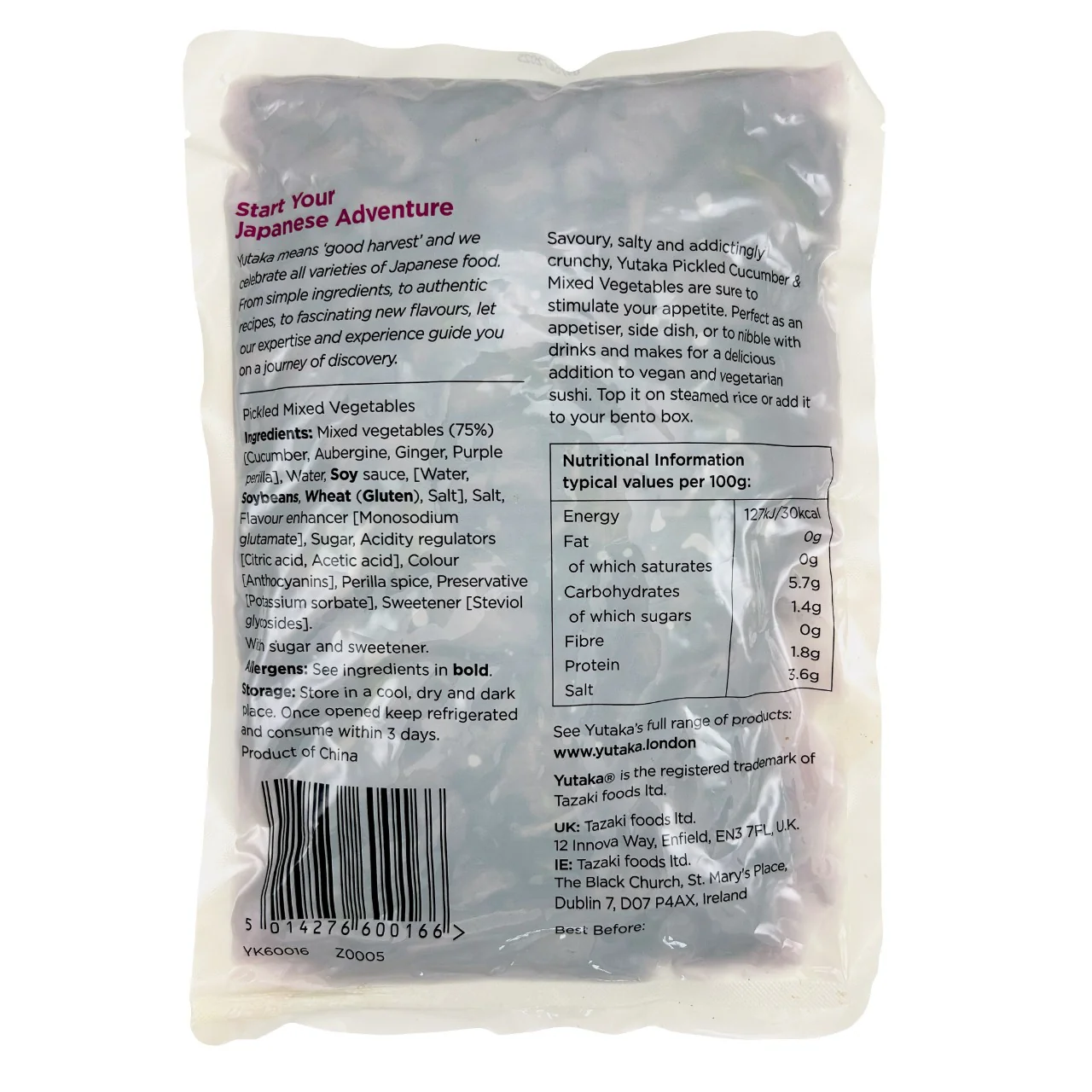Yutaka Shibazuke Pickled Cucumber & Mixd Vegetables 1kg - Image 2