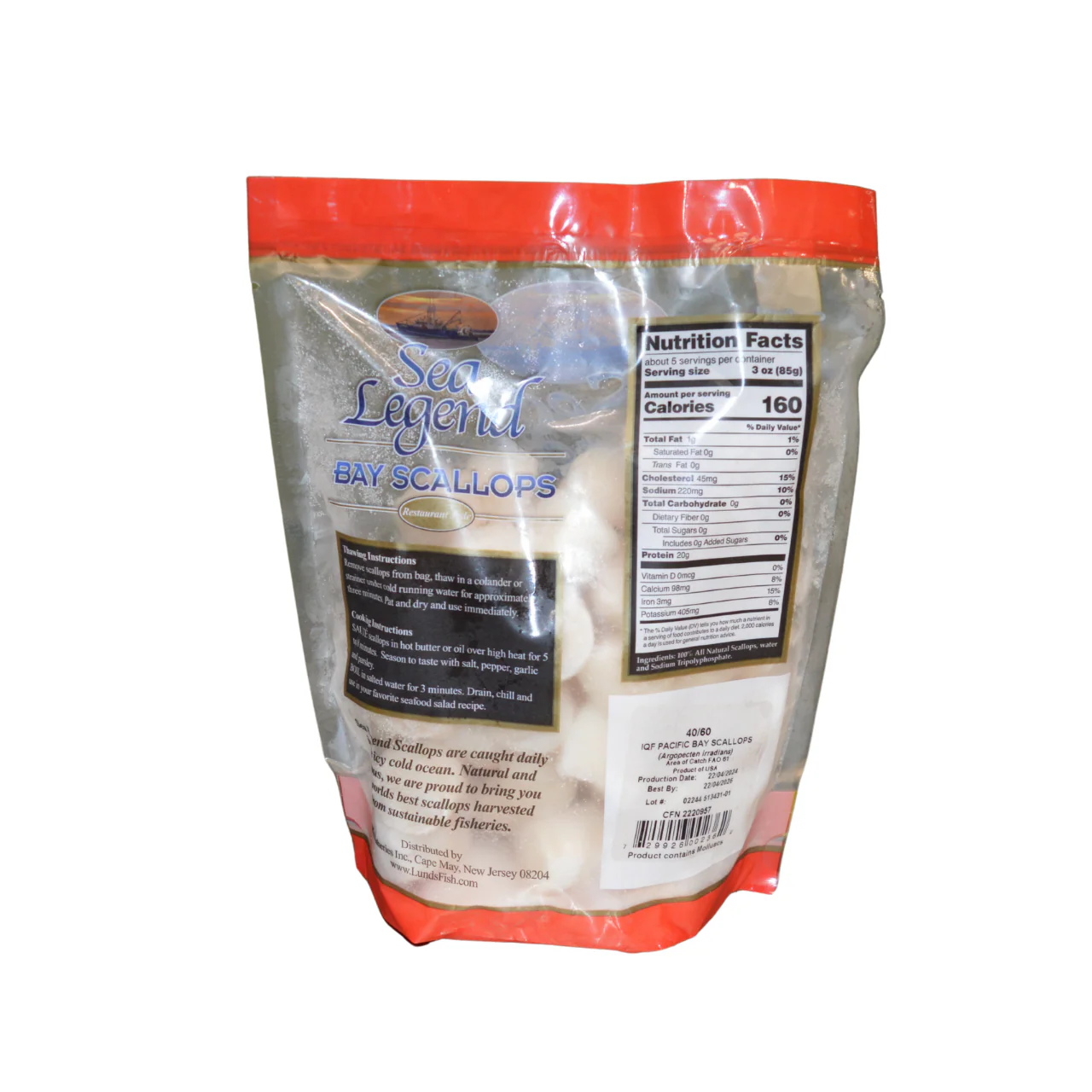 Sea Legend Roeless Bay Scallops 40/60 454g - Image 2