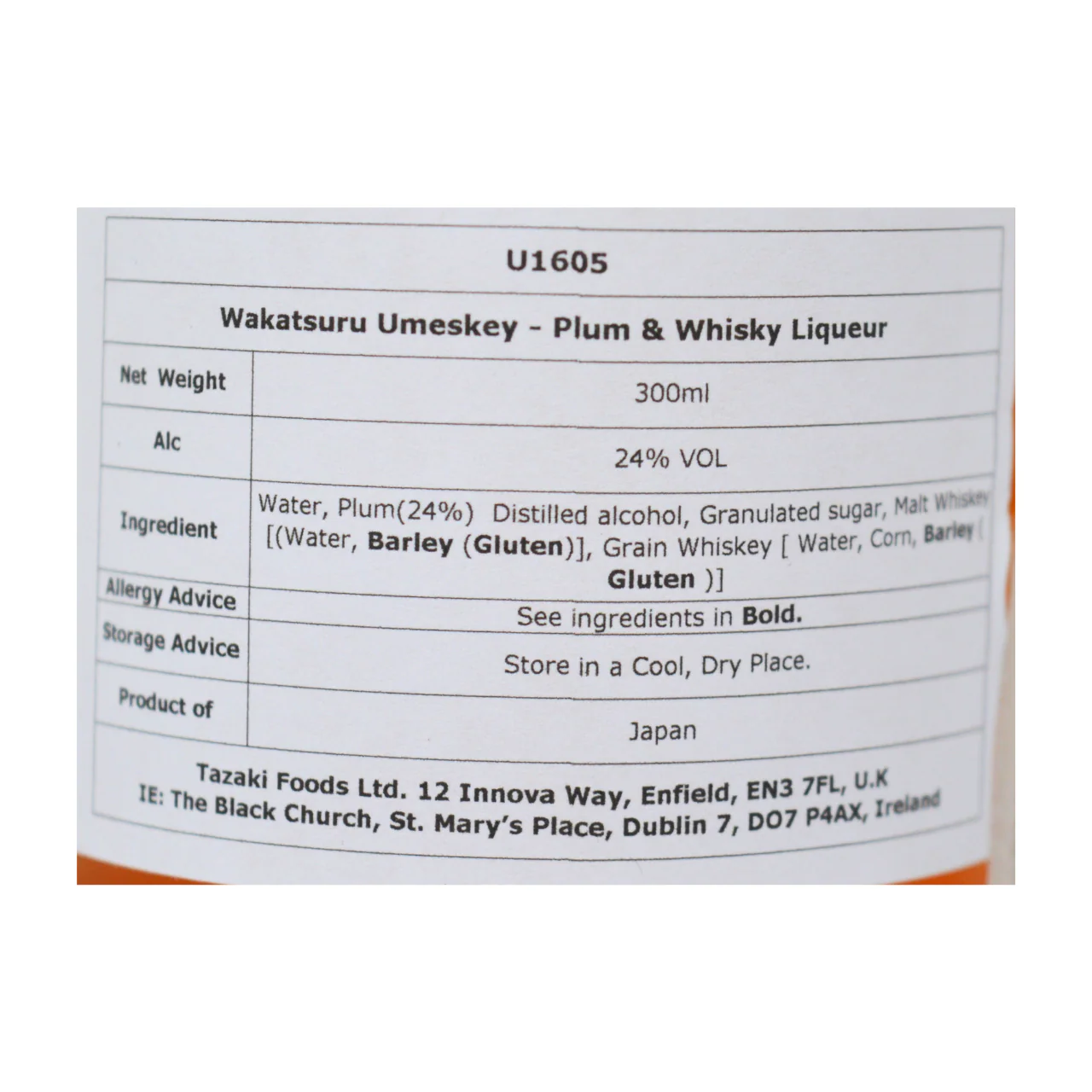 Wakatsuru Umeskey - Plum & Whisky Liqueur 300ml 24% - Image 2