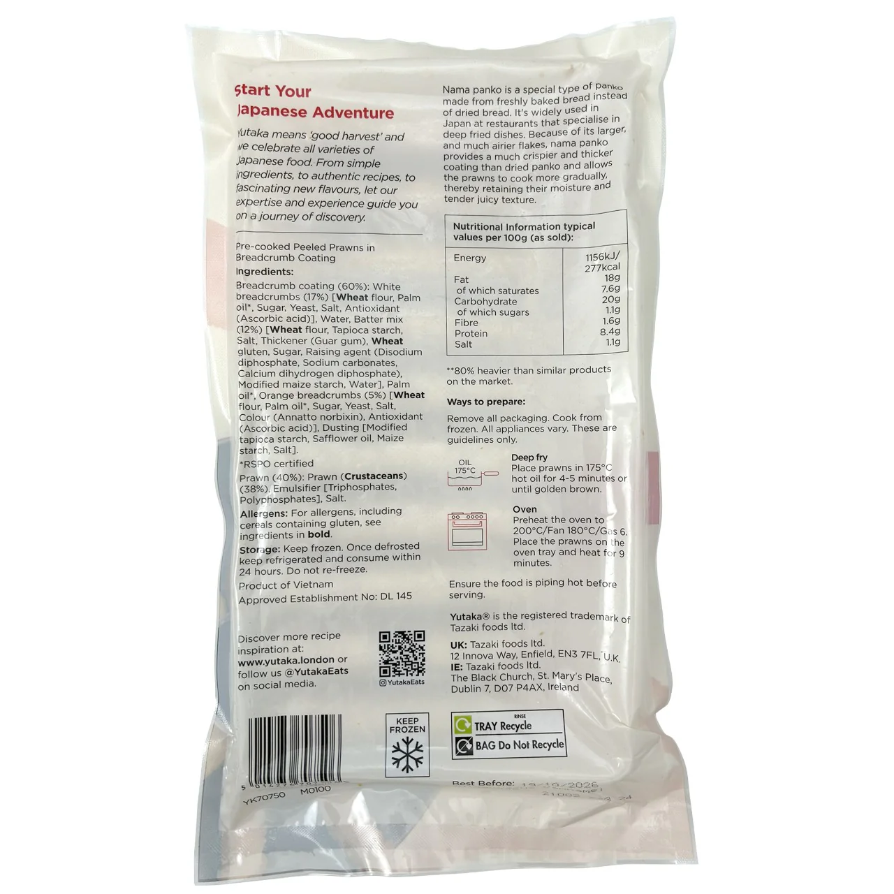Yutaka Fresh Panko Ebi Fry  - Breaded Prawn 450g (10pc) - Image 2