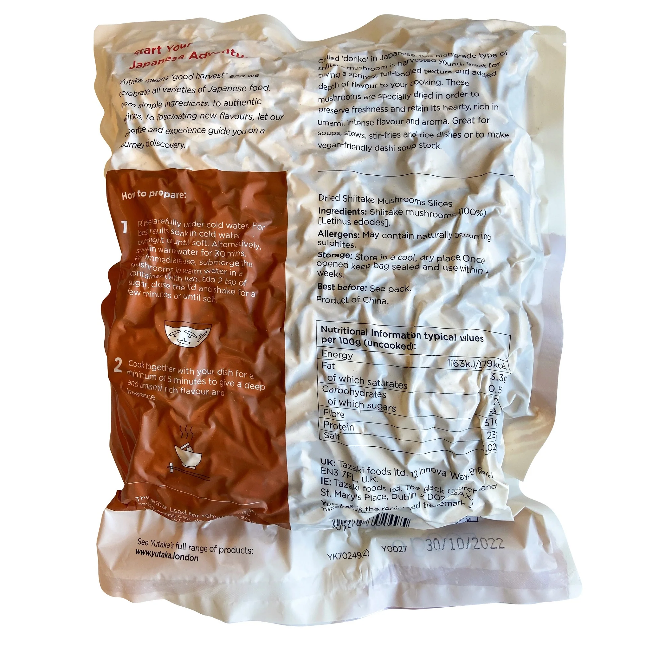Yutaka Sliced Dried Winter Shiitake Mushrooms 500g - Image 2