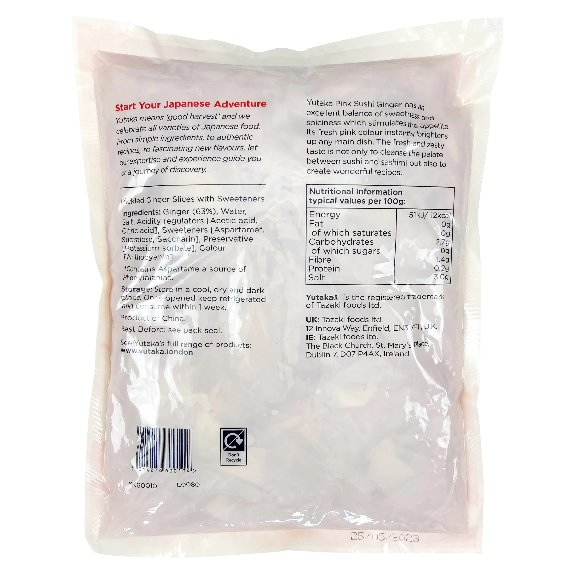 Yutaka Pink Sushi Ginger Pink Gari 1.6Kg - Image 2