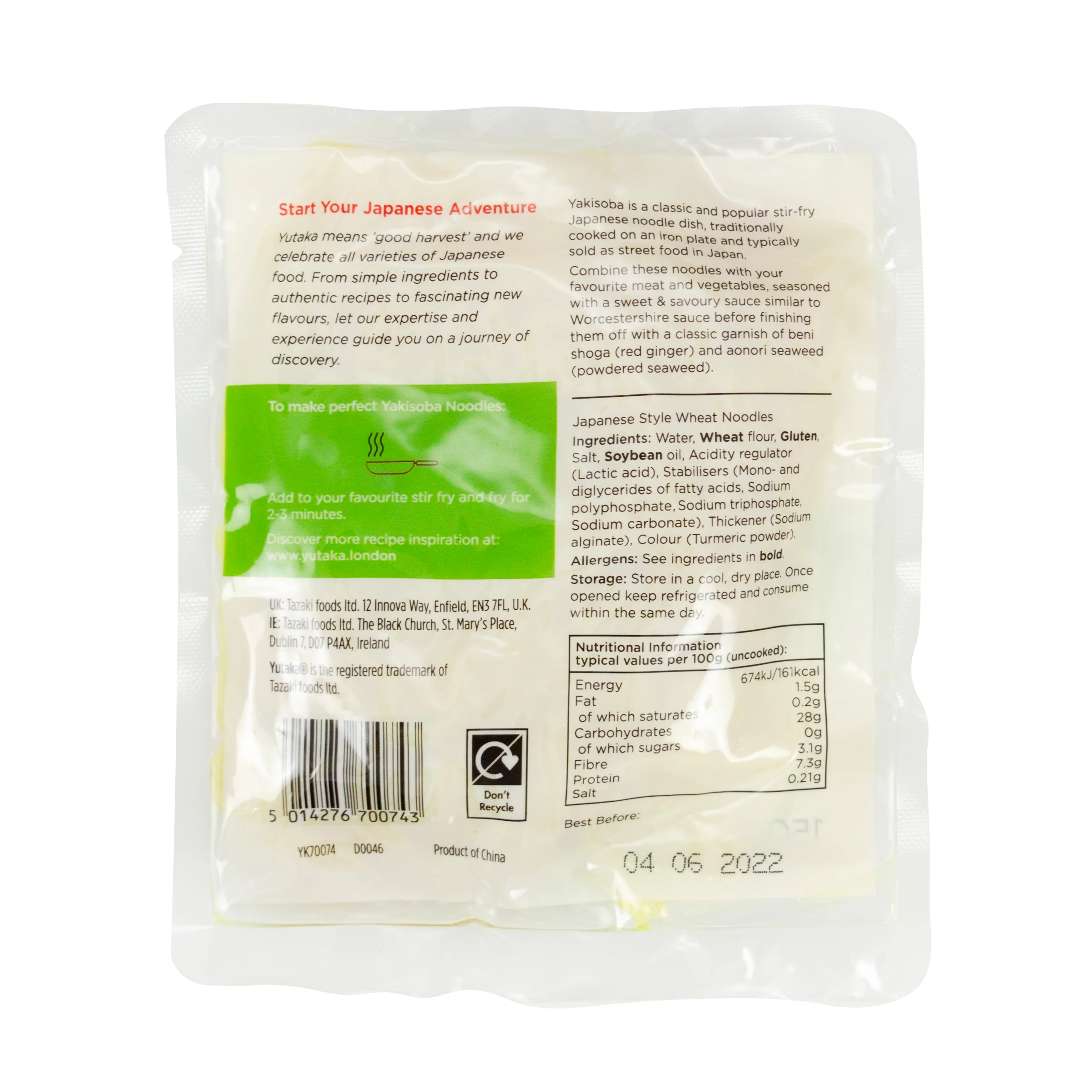 Yutaka Yakisoba Noodles 150g - Image 2